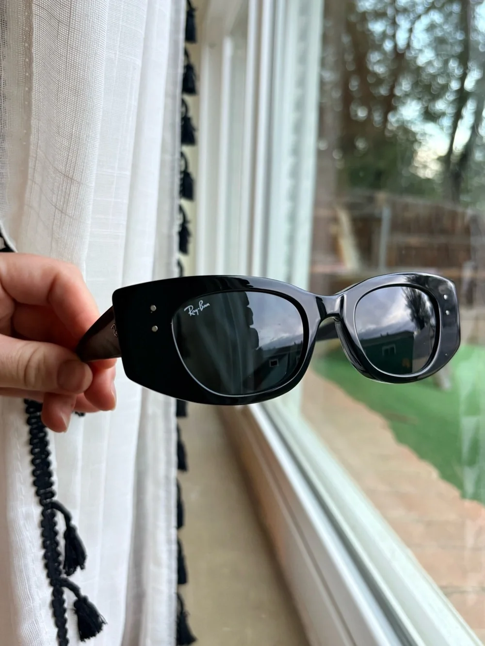 Ray-Ban Women's Glossy Black Cat-Eye Sunglasses with Dark Lenses